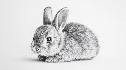 Obraz premium Adorable Baby Rabbit: A Pencil Sketch Masterpiece