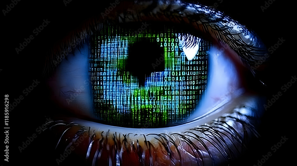 Poster digital eye sees binary code: technology and vision