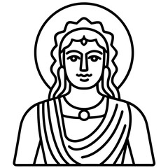 Vector art illustration of a meditating monk