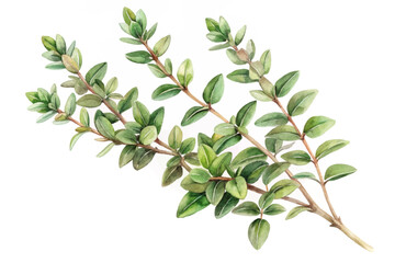 Watercolor botanical illustration, green leaves, natural elements, organic design, artistic decor, nature-inspired artwork.