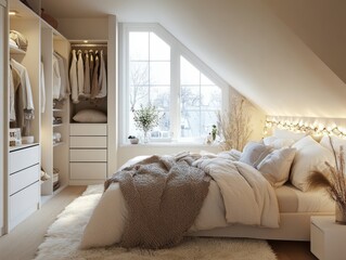 Cozy Minimalist Bedroom Design With Built In Closet