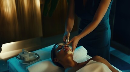 A Woman Getting a Facial in a Spa Setting - Generative AI