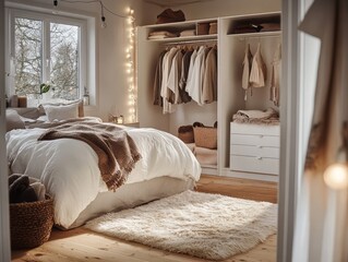 Cozy Bedroom Featuring Neutral Tones And Built In Wardrobe