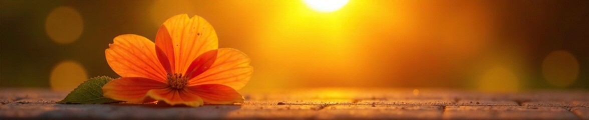 Warm sun with bright orange flower on its surface, yellow, brightness