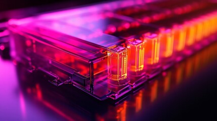 Abstract Neon Pink and Orange Technological Device