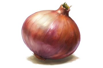 Fototapeta premium Realistic onion illustration, vibrant colors, detailed texture, culinary use, food art, fresh produce.