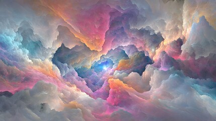 Dreamlike Cloudscape  Abstract Pastel Heaven