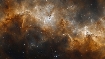 Fototapeta premium Cosmic Nebula: A Celestial Tapestry of Gold and Dark
