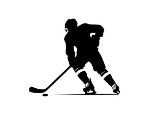 Hockey player silhouette. Clipart image isolated on background.