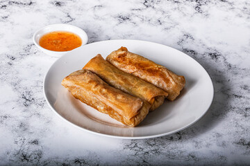 Traditional crispy fried stuffed springroll