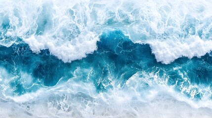 Aerial Ocean Waves  Turquoise Water  White Foam Texture