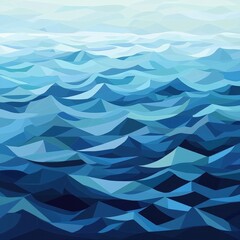 Abstract Low Poly Blue Ocean Waves Illustration