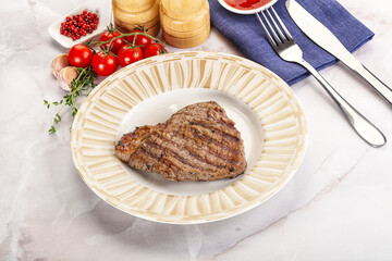Grilled marble beef steak with sauce