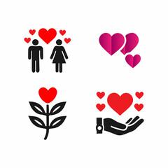 This set features four simple, yet evocative icons depicting different aspects of love.