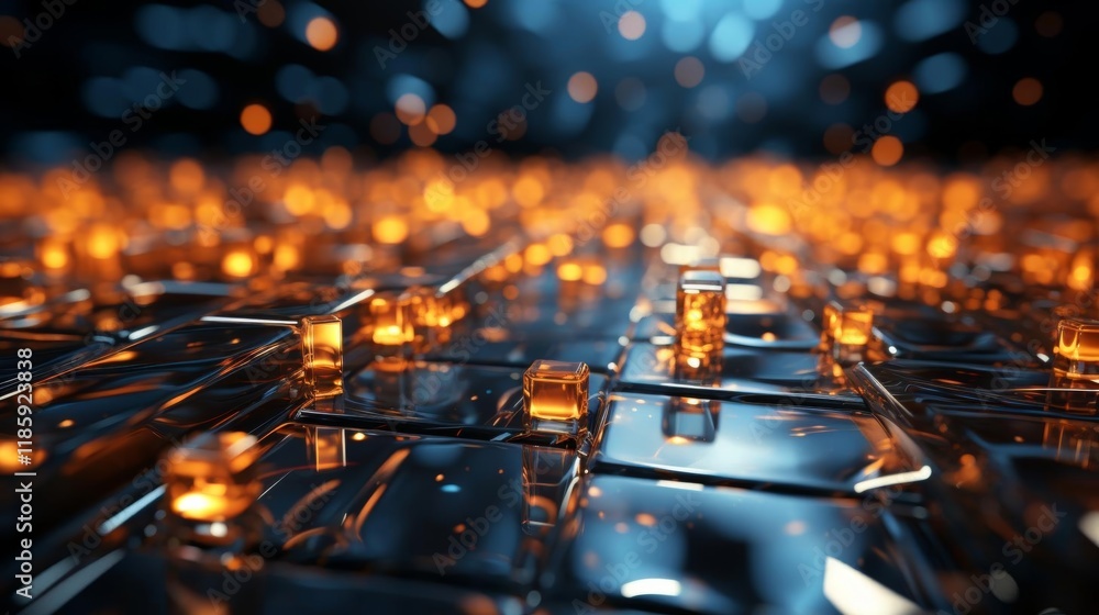 Canvas Prints a close up of a computer screen with many small orange cubes