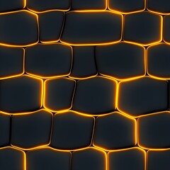 Obraz premium A striking, geometric pattern of dark gray stones, seemingly interlocking, with glowing orange outlines.