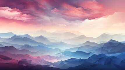 Obraz premium A mountain range with a pink and blue sky