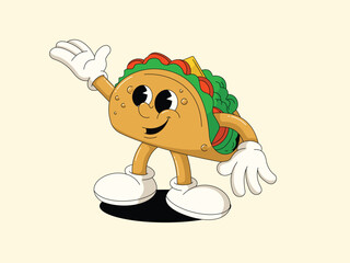 Obraz premium Retro Cartoon Taco Character