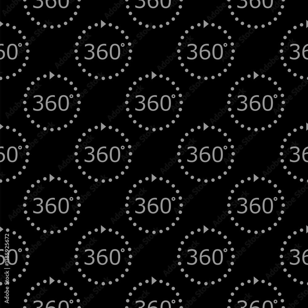 Poster 360 degree view icon pattern seamless isolated on black background