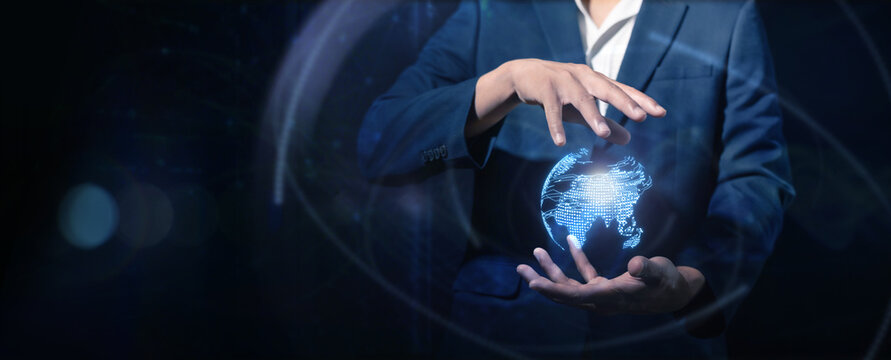 Digital technology, Network and cybersecurity of data center Business global internet connection application technology and digital marketing, Financial and banking, Digital link tech, big data.