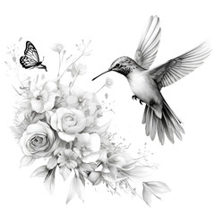 Obraz premium Black and White Bird Clipart Vector Illustration