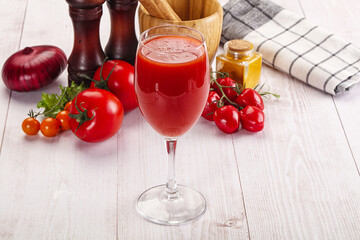 Fresh Tomato juice in the glass