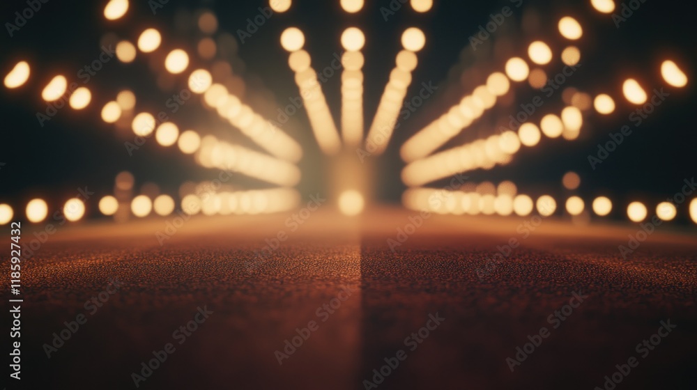 Poster illuminated pathway with bokeh lights.