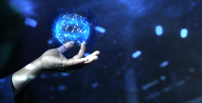 Digital technology, Network and cybersecurity of data center Business global internet connection application technology and digital marketing, Financial and banking, Digital link tech, big data.