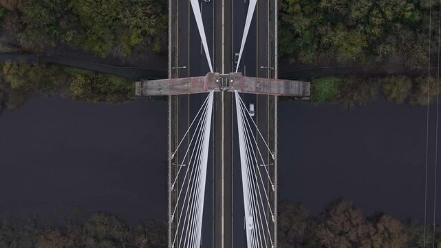 Mary mcaleese boyne valley bridge over the river in louth, ireland , aerial view