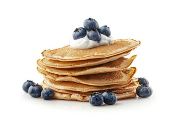 Pixel Perfect Picture of Stack of Protein Pancakes with Almond Flour and Blueberries