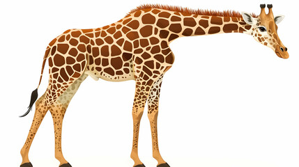 Fototapeta premium Side view of a giraffe, isolated on white background.