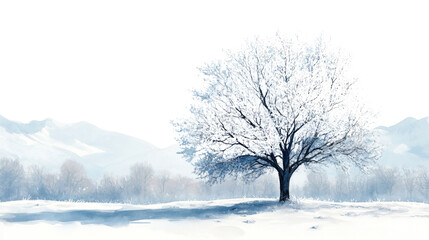 snow covered trees isolated on white background 