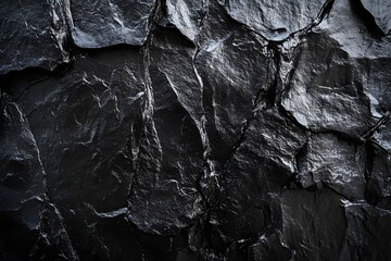 Dark, rough rock texture, close-up, outdoors, background blur, design