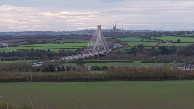 Mary McAleese Boyne Valley Bridge spans over green fields near Drogheda, Ireland