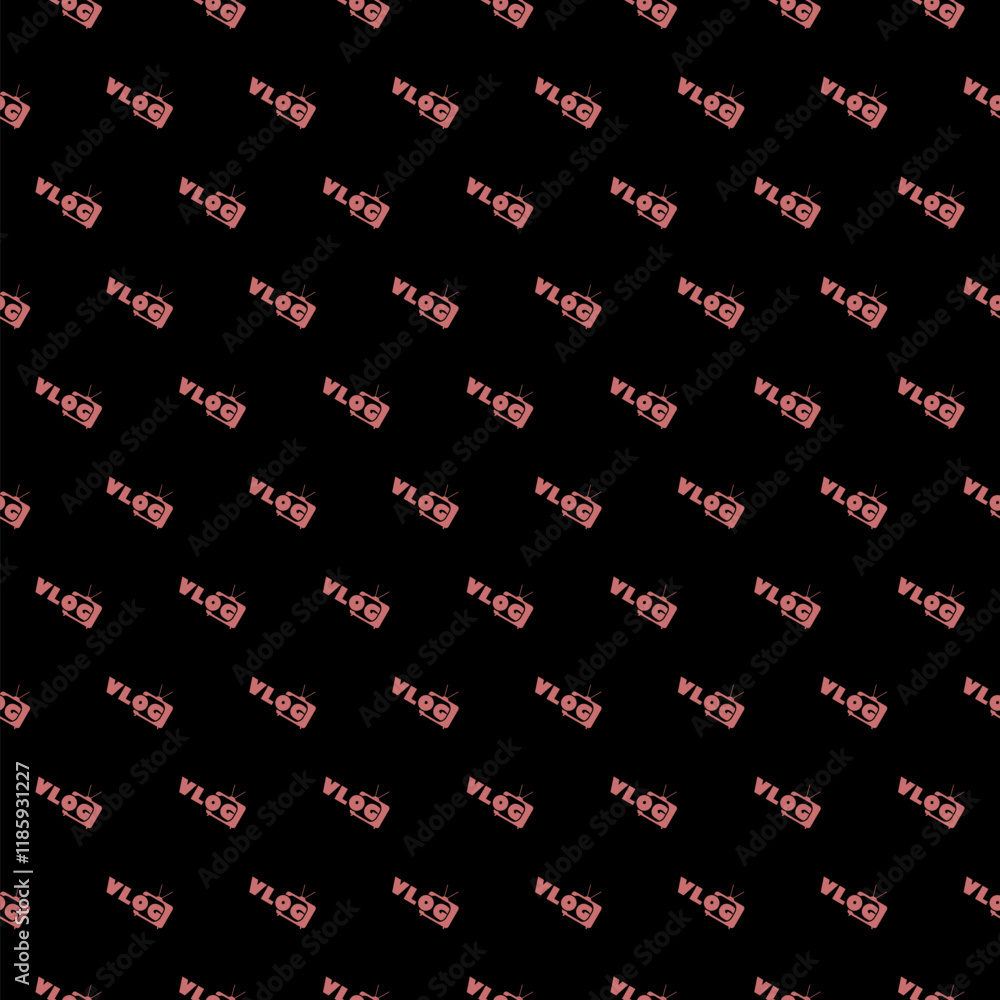 Poster vlog icon pattern seamless isolated on black background