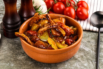 Asian cuisine pork in oyster sauce