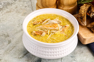 Corn cream soup with crab