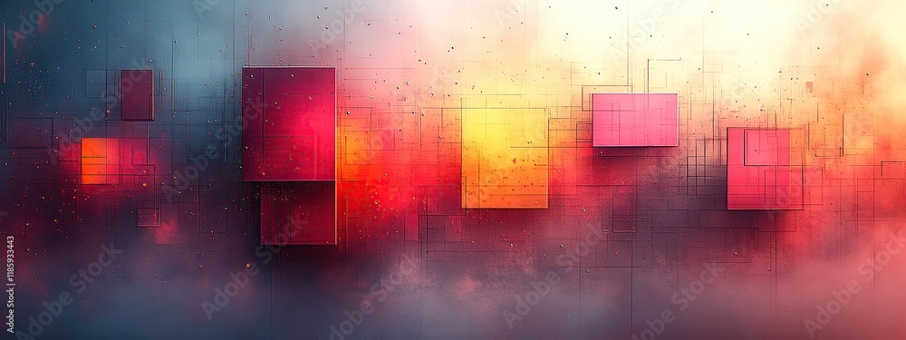 Poster neon futuristic abstract background glowing red and orange and digital pattern design