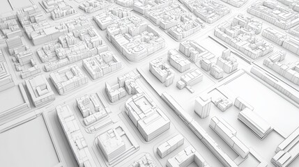 Fototapeta premium White Cityscape: Architectural Wireframe Model