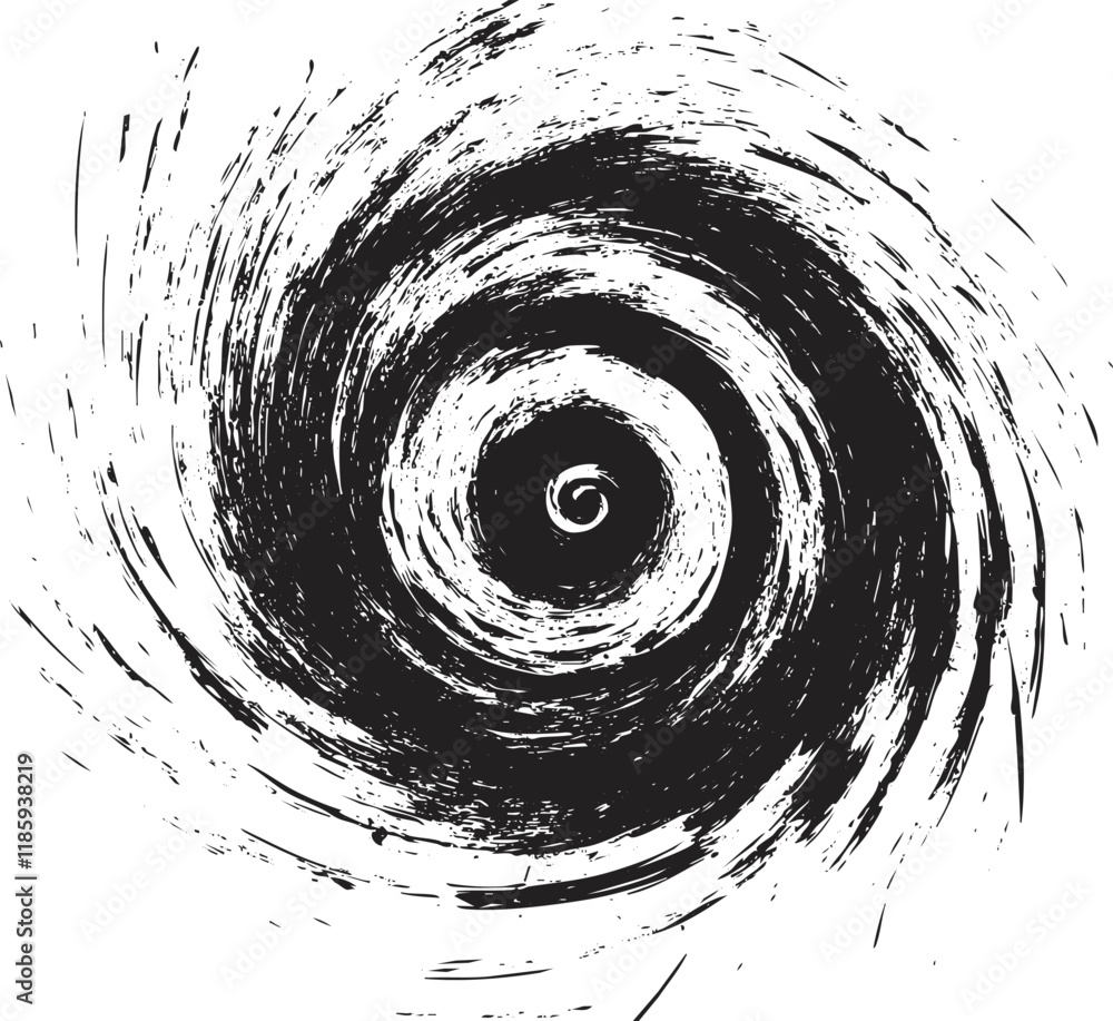 Poster abstract black and white swirl pattern with dynamic brush strokes.