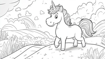 Magical Unicorn Adventure Coloring Page