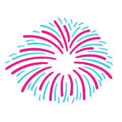 Obraz premium Fireworks icon. Pyrotechnic salute simple flat sign. Carnival celebration lights symbol. Colorful thin outline concept. Vector illustration