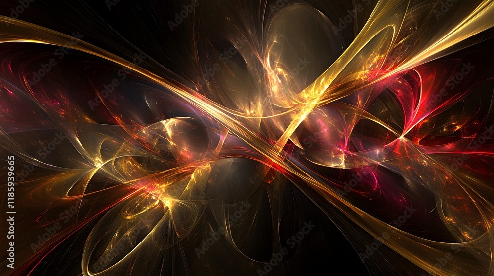 Canvas Prints abstract gold red fractal art background