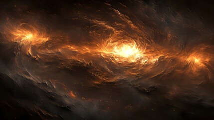 Fototapeta premium Fiery Nebula Cosmic Fire Orange Galaxy Space Background