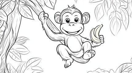 Fototapeta premium Silly Monkey Coloring Page