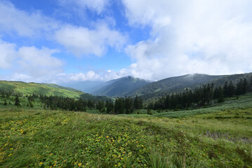 Obraz premium Climbing Mt. Aizu-Komagatake, Fukushima, Japan