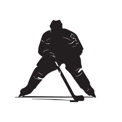Silhouette of a Hockey Player Preparing to Block - Vector Illustration