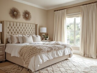 Elegant Neutral Bedroom With Large Bed And Natural Light