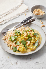 Cauliflower and Yogurt Curry with Brown Rice