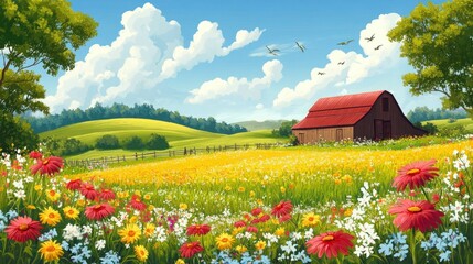 A busy farmer at a roadside vegetable stand, arranging fresh produce for customers with a smile on their face